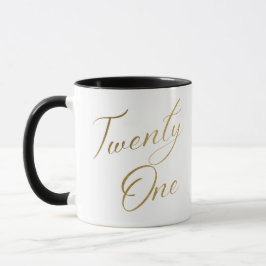 Minimalistisches Script weiß und Gold 21. Geburtst Tasse