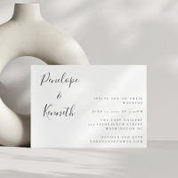 Minimalistisches Script White Modern Wedding Boho