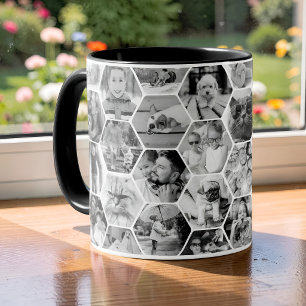 Minimalistisches Sechseck 40 Foto Waben Collage Tasse