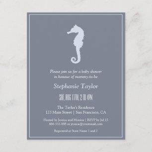 Minimalistisches Seepferd Ocean Baby Shower Einlad Einladung