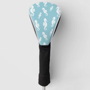 Minimalistisches Seepferdchen-Ozean-Nahtlosmuster Golf Headcover