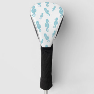 Minimalistisches Seepferdchen-Ozean-Nahtlosmuster Golf Headcover