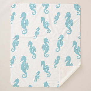 Minimalistisches Seepferdchen-Ozean-Nahtlosmuster Sherpadecke