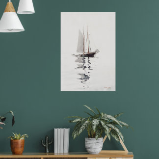 Minimalistisches Segelboot Poster