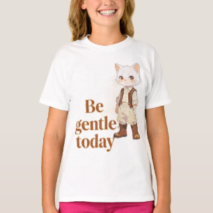 Minimalistisches „Sei heute sanft“ Old-Soul-Katze- T-Shirt
