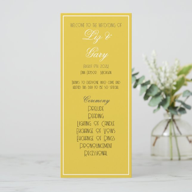 Minimalistisches Senf-Yellow-Programm Programm (Stehend Vorderseite)