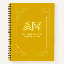 Minimalistisches Senfgelbes Monogramm Notizbuch