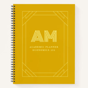 Minimalistisches Senfgelbes Monogramm Notizbuch
