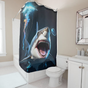 Minimalistisches Shark Design auf Duschvorhang-Set Duschvorhang
