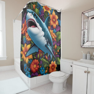 Minimalistisches Shark Design auf Duschvorhang-Set Duschvorhang