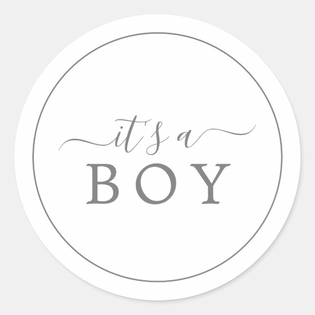 Minimalistisches Silber Es ist ein Babyduschkleber Runder Aufkleber (Vorderseite)