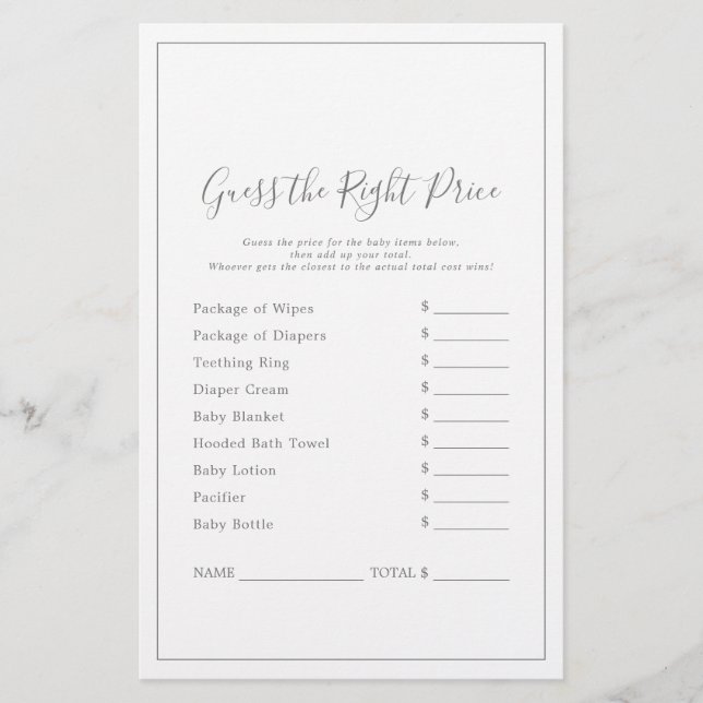 Minimalistisches Silber rät das richtige Preisspie (Vorderseite)