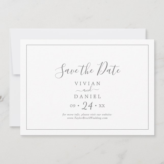 Minimalistisches Silber Save the Date (Vorderseite)