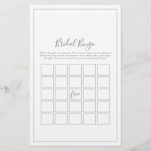 Minimalistisches silbernes Braut-Bingo-Spiel Flyer