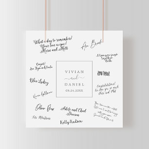 Minimalistisches silbernes Hochzeitsgästesignierpl Poster