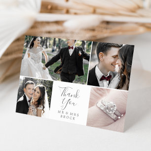 Minimalistisches Silver 4-Fotomaterial Dankeschön  Dankeskarte