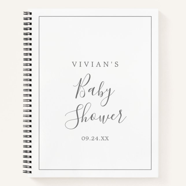 Minimalistisches Silver Baby Shot List-Notebook Notizbuch (Vorderseite)