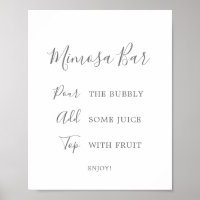 Minimalistisches Silver Brautparty Mimosa Bar sign