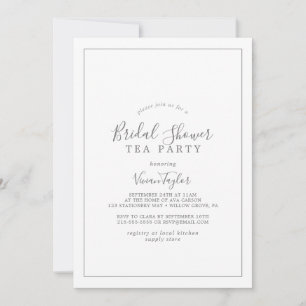 Minimalistisches Silver Brautparty Tee Party Einladung