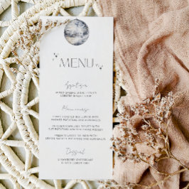 Minimalistisches "Silver Disco Ball Wedding Menu" Menükarte
