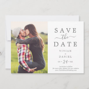 Minimalistisches Silver Foto Save The Date