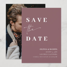 Minimalistisches Simple Dusty Lila Foto Save the D Einladung