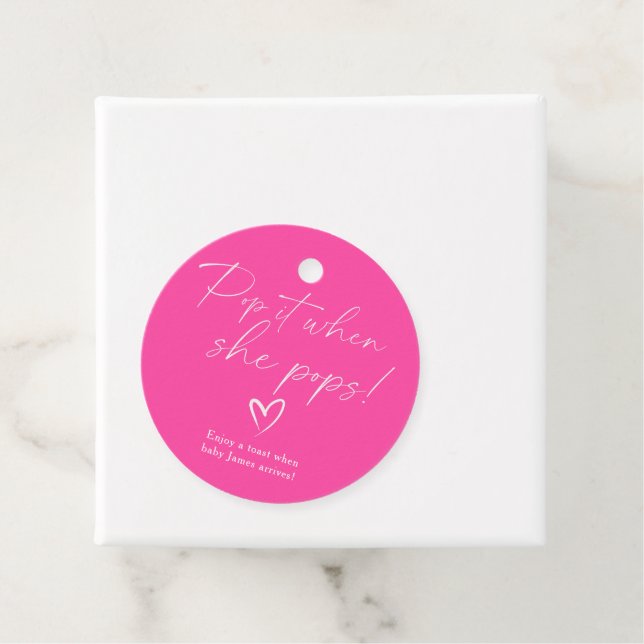 Minimalistisches Simple Pink Baby Duschbad Pop Geschenkanhänger (Beispiel)