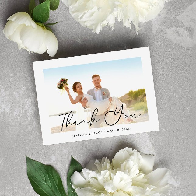 Minimalistisches Simple Wedding Foto Vielen Dank Dankeskarte (Von Creator hochgeladen)