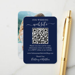Minimalistisches Simple Wedding Website Foto QR Bl Begleitkarte