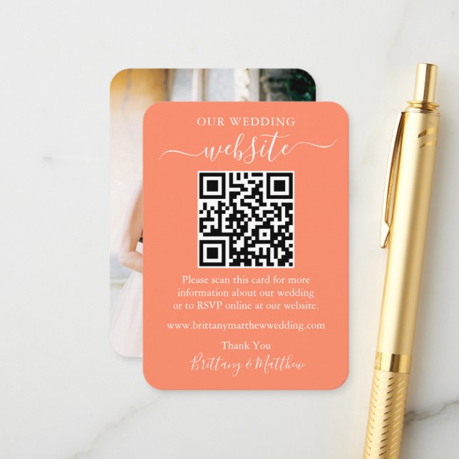 Minimalistisches Simple Wedding Website Foto QR Co Begleitkarte (Vorderseite/Rückseite Beispiel)