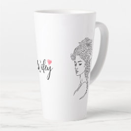 Minimalistisches Sketch-Gesicht Portrait Line Art  Milchtasse