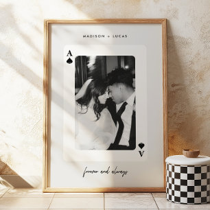 Minimalistisches Skript-Ass-von-Pik-Paar-Foto Poster