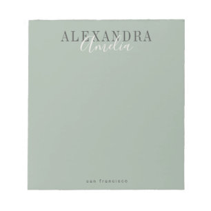 Minimalistisches Skript Boho Sage Green Custom Bus Notizblock