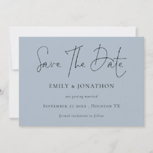 Minimalistisches Skript Dusty Blue Save The Date