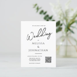 Minimalistisches Skript Eleganter QR-Code Hochzeit Einladungspostkarte