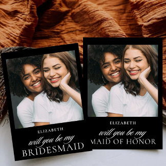 Minimalistisches Skript Foto Bridesmaid Vorschlag Einladung