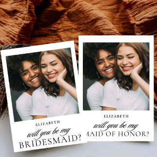 Minimalistisches Skript Foto Bridesmaid Vorschlag Einladung
