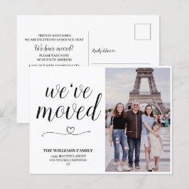 Minimalistisches Skript-Foto Wir haben neue Adress Postkarte