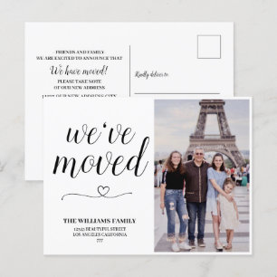 Minimalistisches Skript-Foto Wir haben neue Adress Postkarte