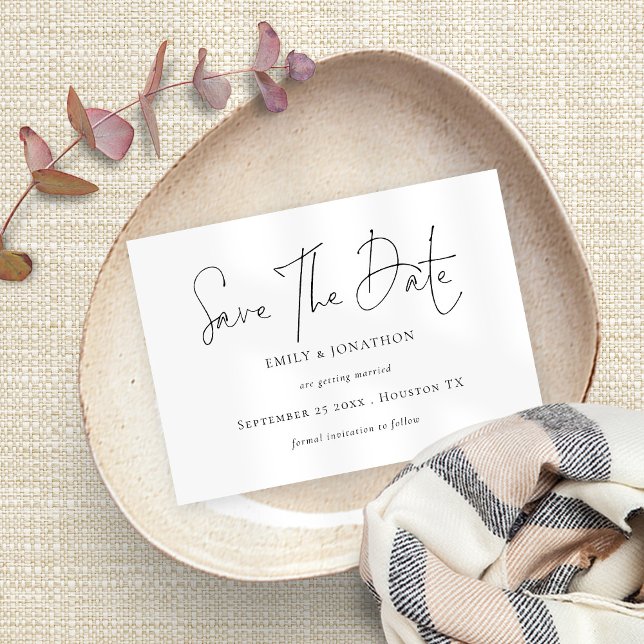 Minimalistisches Skript Jede Farbe Save the Date (Von Creator hochgeladen)