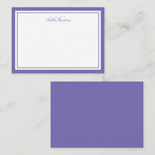 Minimalistisches Skript Lila Zwei-Bänder-Monogramm Mitteilungskarte