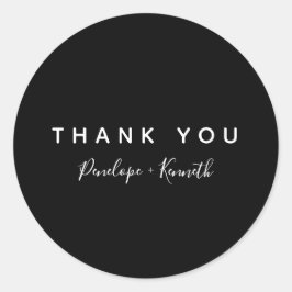 Minimalistisches Skript Moderne Hochzeit Schwarz u Runder Aufkleber