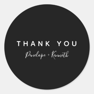 Minimalistisches Skript Moderne Hochzeit Schwarz u Runder Aufkleber