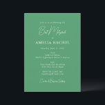 Minimalistisches Skript Moderner Bat Mitzvah Kelly Einladung<br><div class="desc">Custom Minimalistisch Script Kelly Green Moderne Bat Mitzvah Einladung</div>