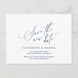 Minimalistisches Skript, Navy Blue, Hochzeit versc Postkarte