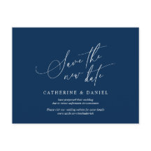 Minimalistisches Skript, Navy Blue, Hochzeit versc