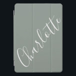 Minimalistisches Skript Personalisiert Name Sage G iPad Pro Cover<br><div class="desc">Minimalistischer Script Typografy Name in French Sage Gray iPad Case</div>