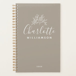 Minimalistisches Skript Personalisiert Name Taupe  Planer