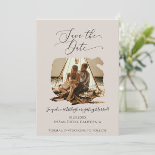 Minimalistisches Skript Pinselstrich Stroke Taupe  Save The Date