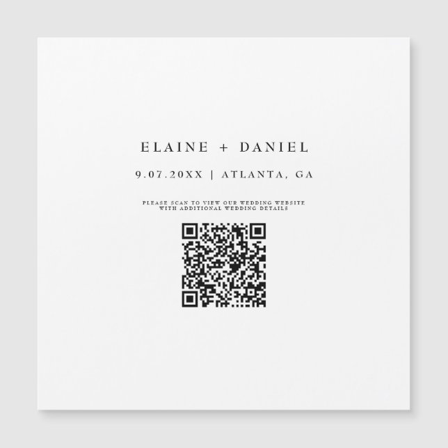 Minimalistisches Skript-QR-Code-Save-The-Date-Magn Magnetkarte (Vorderseite)